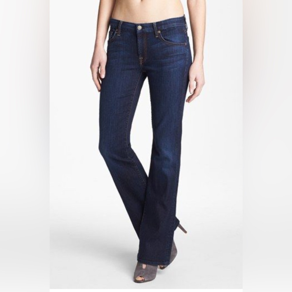 7 for all Mankind Lexie Bell Bottom Flare jeans. Dark wash. Women size 24 petite
